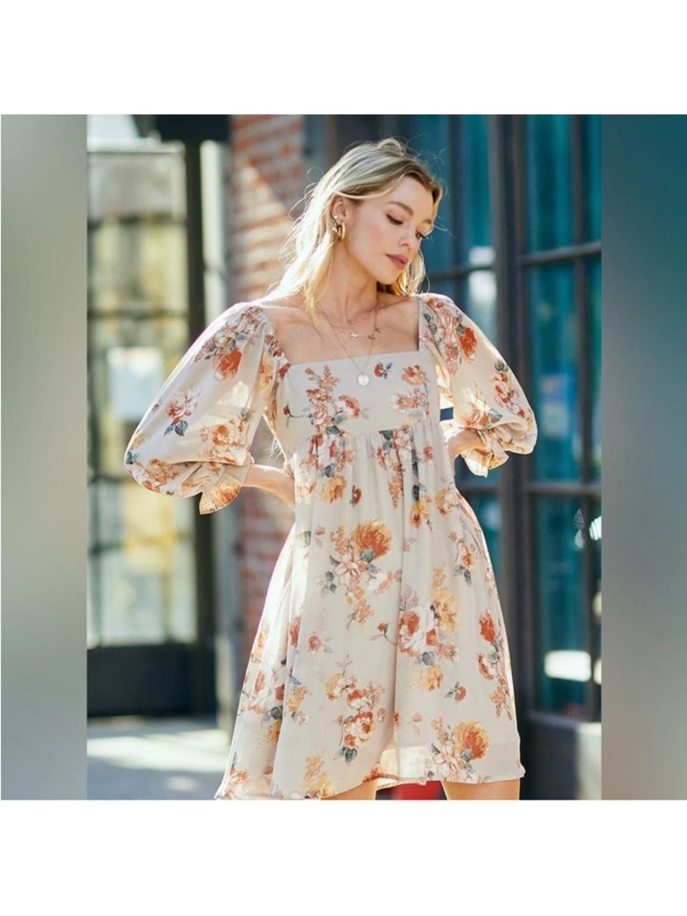 Sweet Lemon floral babydoll style balloon sleeves‎ dress
